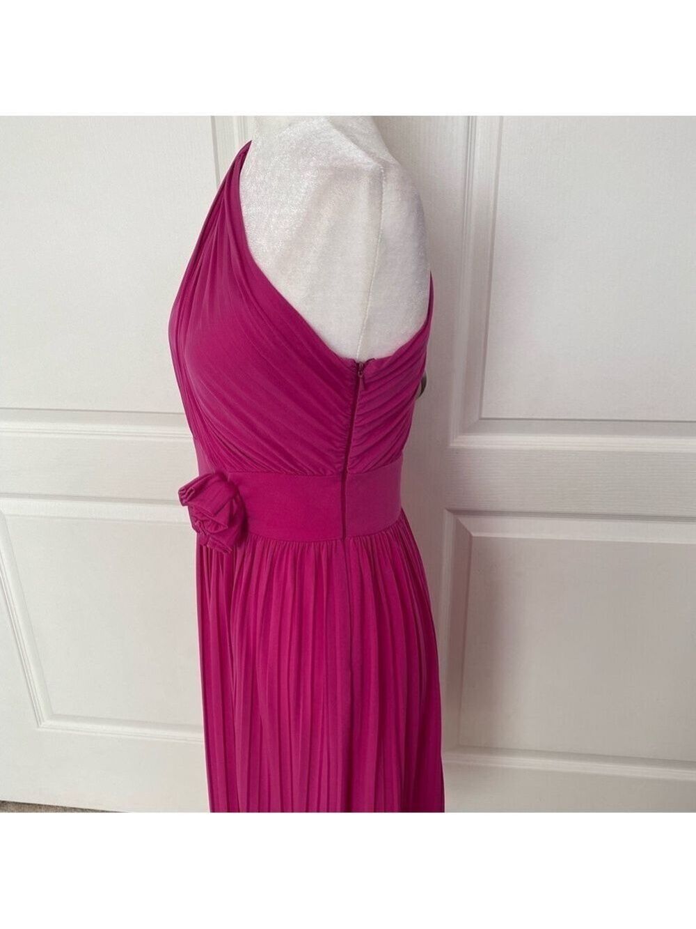 FINAL-Max & Cleo One Shoulder Pink Fuchsia Cocktail Dress Size 8 - Picture 5 of 11